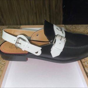 Christian Louboutin Men’s flat Calf Mules Blk/Wht